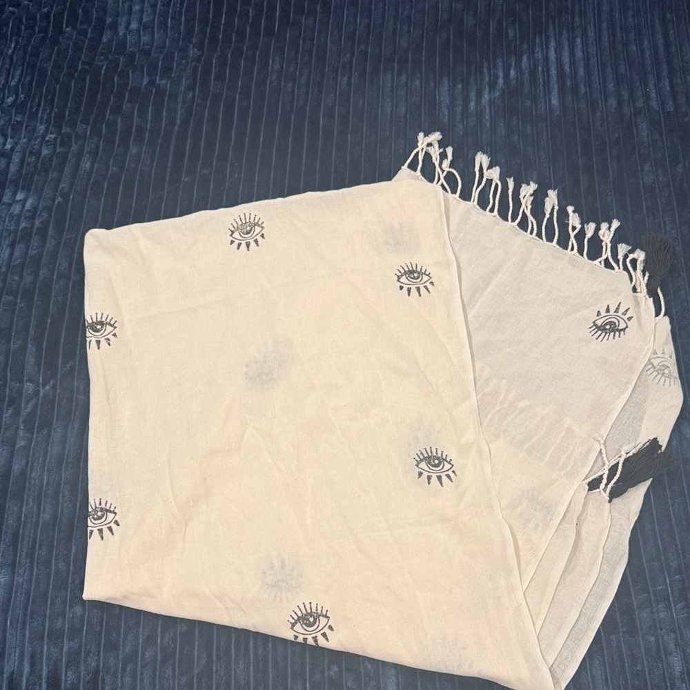 Evil Eye Print Cream Scarf
